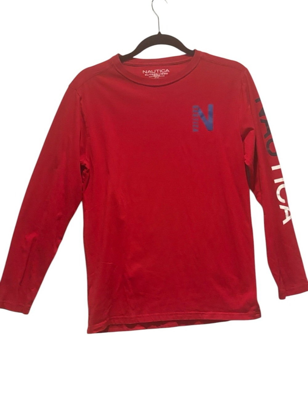 Nautica - Boys Long Sleeve T-shirt. Size XL. Red. Cotton
